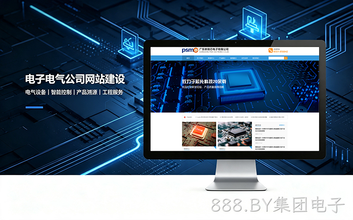 888.BY集团电子电子电气公司网站建设_电器元器件企业官网设计制作